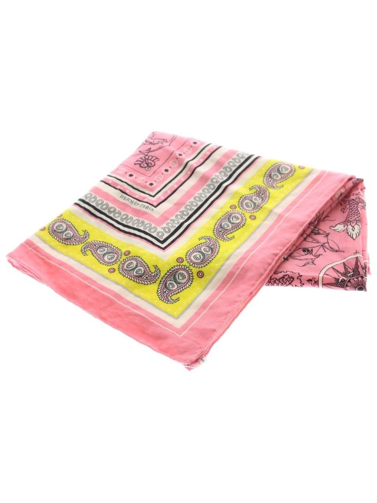 Hermes Carre Sailor Tattoo Large Silk Scarf Shawl Pink